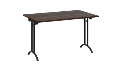 SLA 125 lak skládací jednací stůl 1250x800, deska 25 mm, podnož černý lak, deska ořech královský